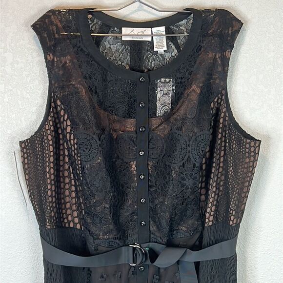 New Byron Lars Beauty Mark Black Floral Applique Lace Sheath Gisella Size 22 - Picture 4 of 16